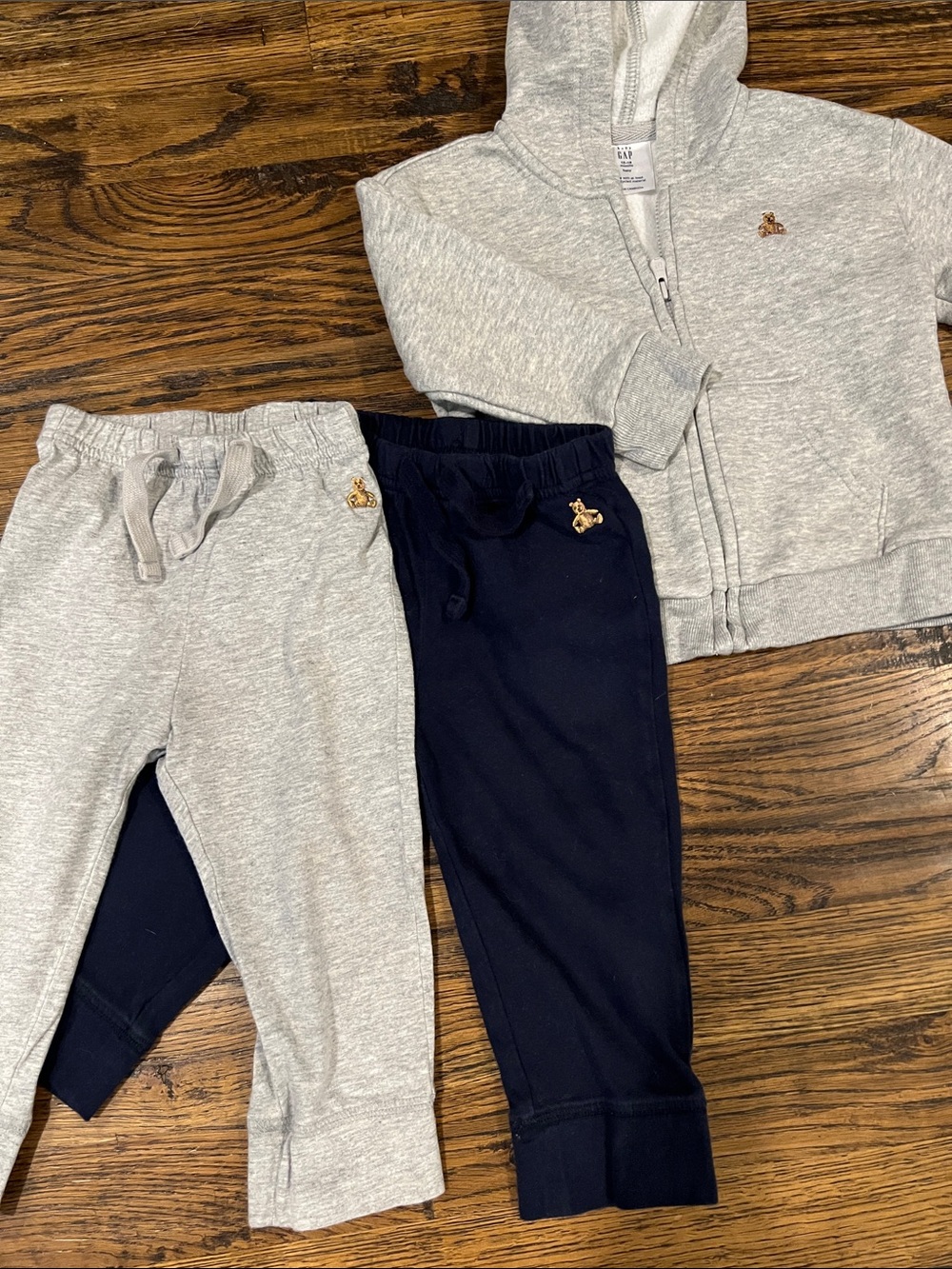 GAP Boys 12-18 Months Bundle Kids Joggers with Bear Patch and Zip Up Hoodie